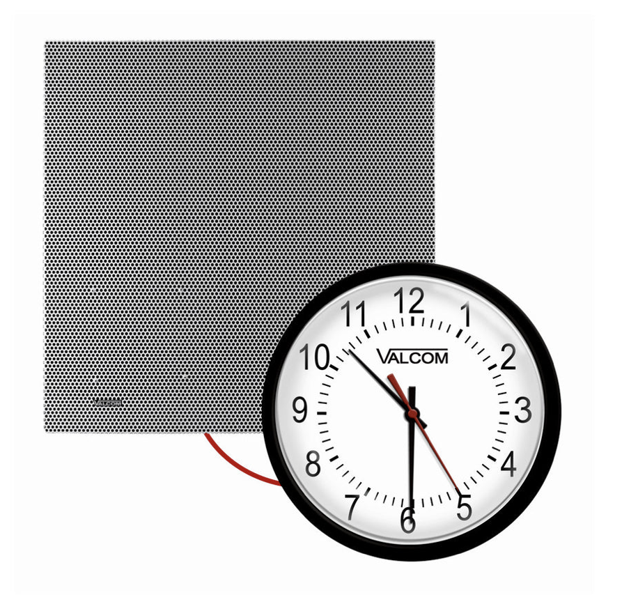 Valcom VIP-4122-A12-IC 12 IP Lay-In 2' x 2' Ceiling Speaker & 12-Inch Analog Clock Kit - New