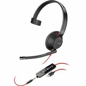 Poly Blackwire 5210 Monaural USB-C Headset +3.5mm Plug +USB-C/A Adapter, 8X230AA - New