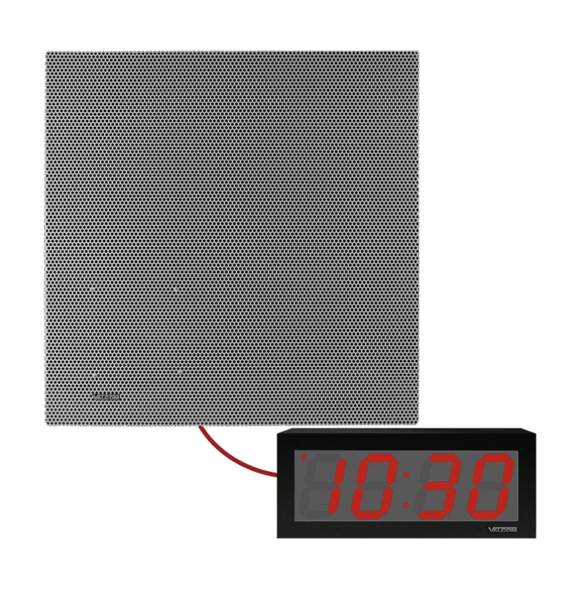 Valcom VIP-4122-D44-IC IP Lay-In 2' x 2' Ceiling Speaker & 4-Digit Digital Clock Kit - New