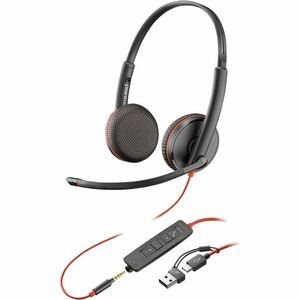 Poly Blackwire 3225 Stereo USB-C Headset + 3.5mm Plug + USB-C/A Adapter, 8X229AA - New
