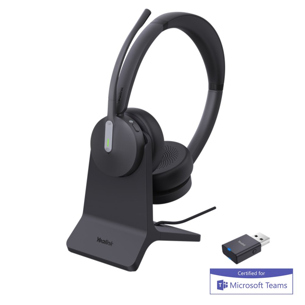 Yealink WH64-HYBRID-DUAL-WCS-TEAMS Hybrid Dual Teams Headset w/ Stand (1208697)