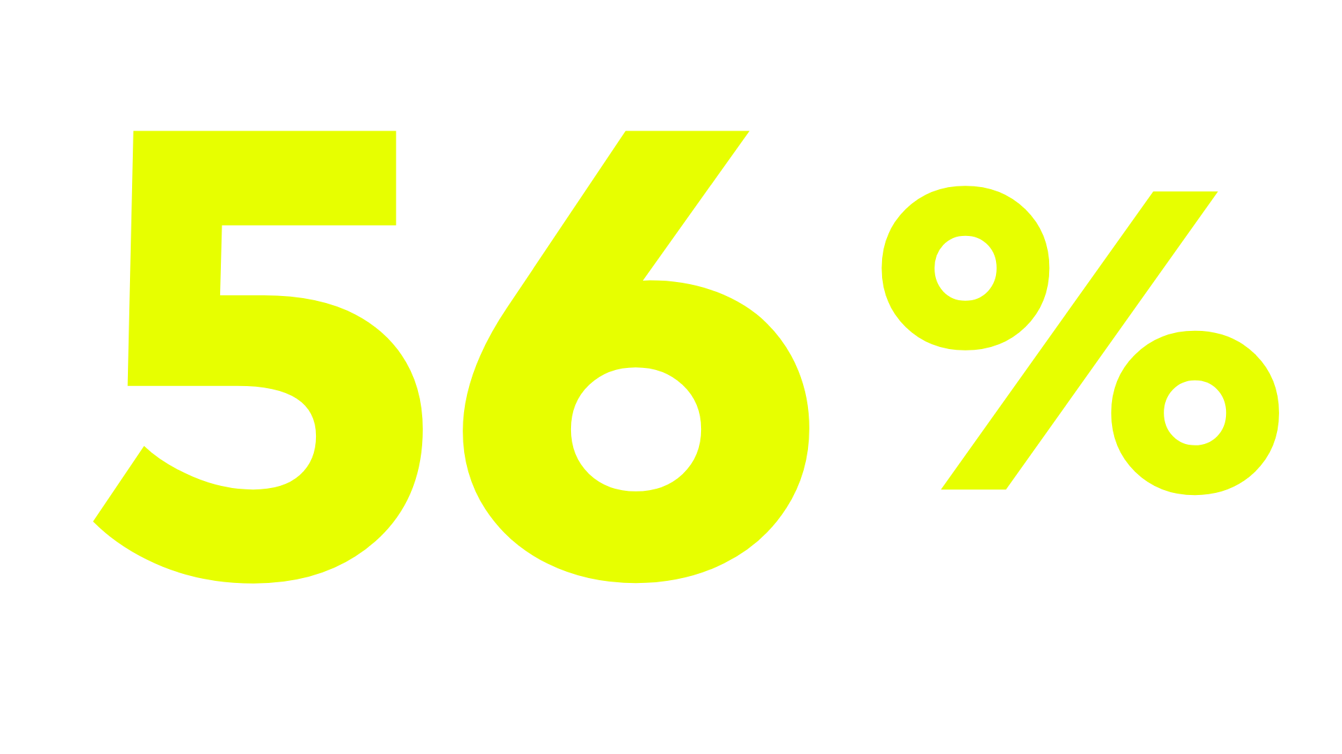 Bright yellow text displaying '56%' on a black background.