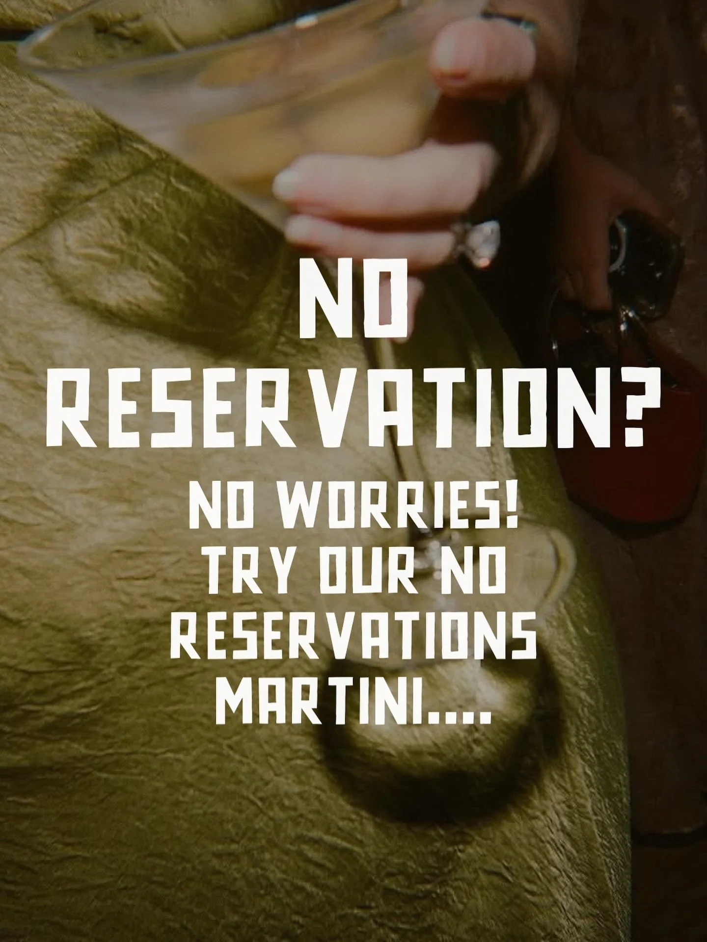 No Reservation? No Worries!
⁠
Our signature twist on a classic! The &ldquo;No Reservations Martini&rdquo; is unapologetically bold and unmistakably Pino&rsquo;s.⁠
⁠
Made with your choice of Pino&rsquo;s own potato-infused vodka or Ford&rsquo;s Gin, d