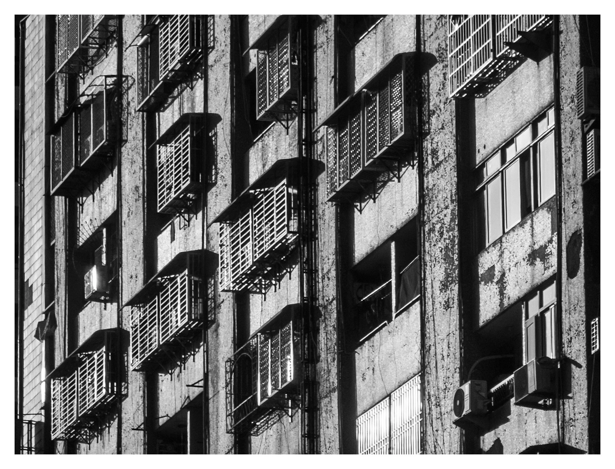 Day 115/365 The Rhythmic Facade: Shadow and Steel in Taiwan