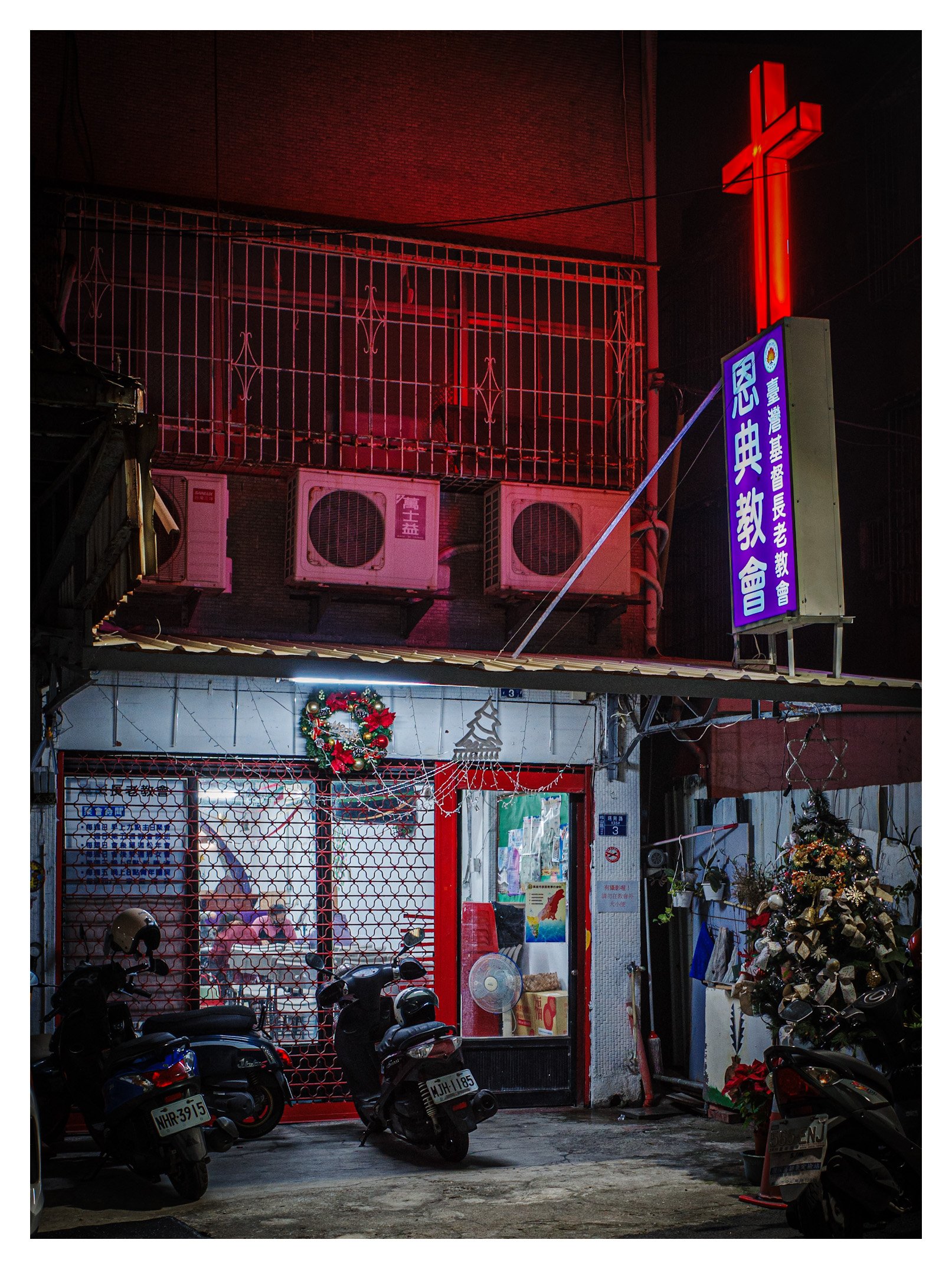 Day 99/365 Electric Vespers: Deconstructing Light and Faith on a Taiwanese Corner