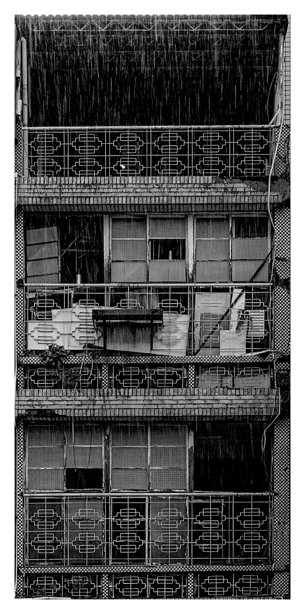 Day 307/365 Downpour on Lingya: A Vertical Study in Rain and Facade