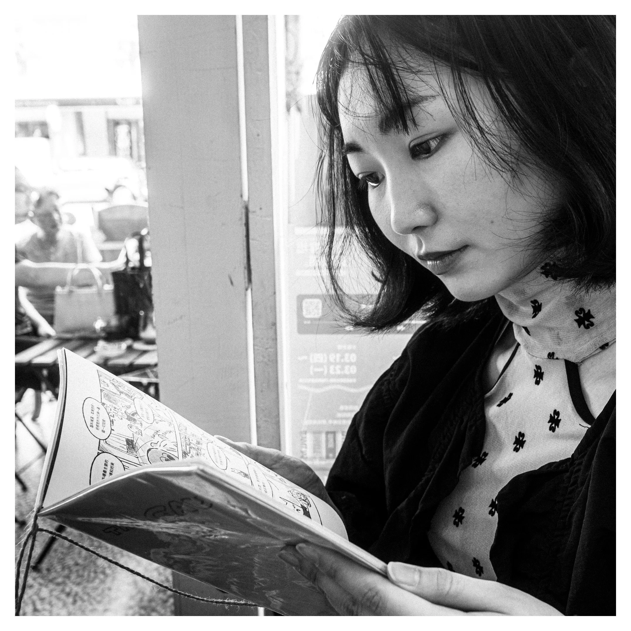 Day 160/365 Reflections in Monochrome: Brielle at Tiny Cafe