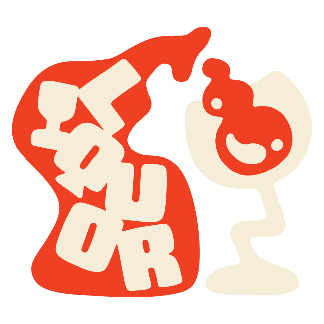 Stylized graphic with the words "Just Drink" on the left side and a wine glass with red liquid on the right side.