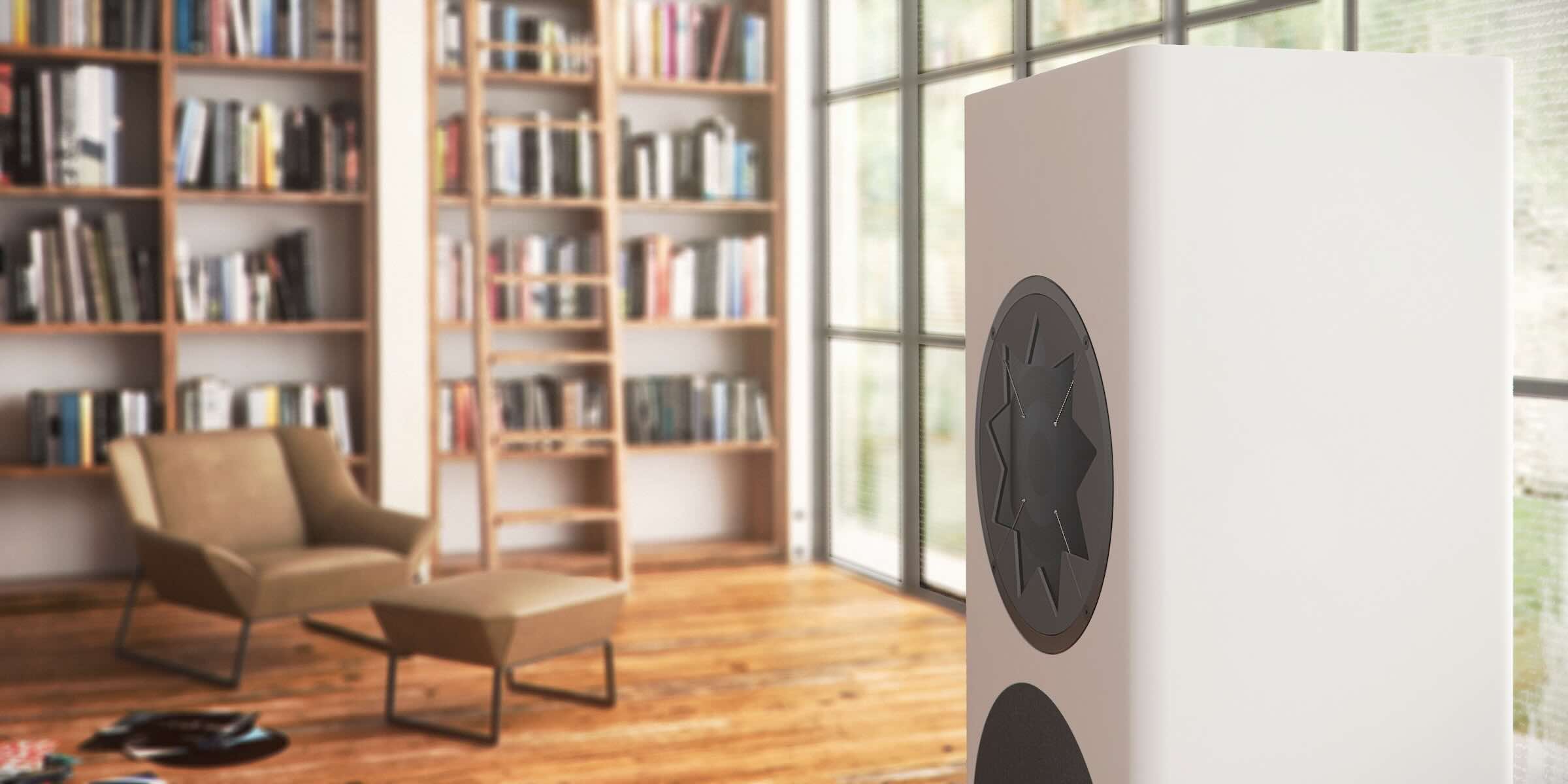 Der Manger-Schalwandler vor einem Bücherregal 