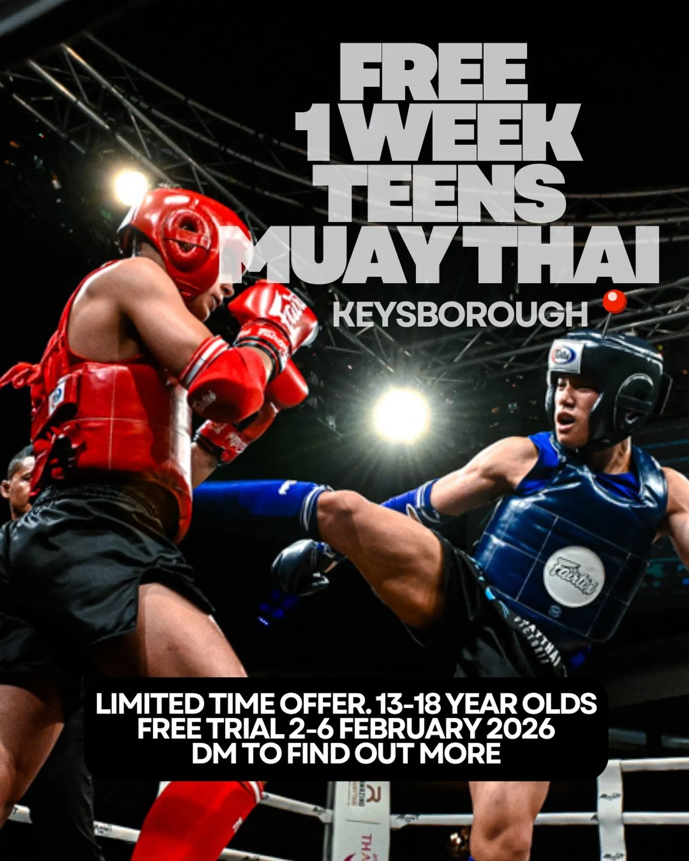 BACK TO SCHOOL offer for our TEENS CLASS open to 13-18 year olds who are wanting to learn the art of Muay Thai. 1 WEEK FREE TRIAL available 2-6 February 2026. 

Daily classes from 4:45pm - 5:30pm. DM for more information. 

#168Muaythai #Muaythai