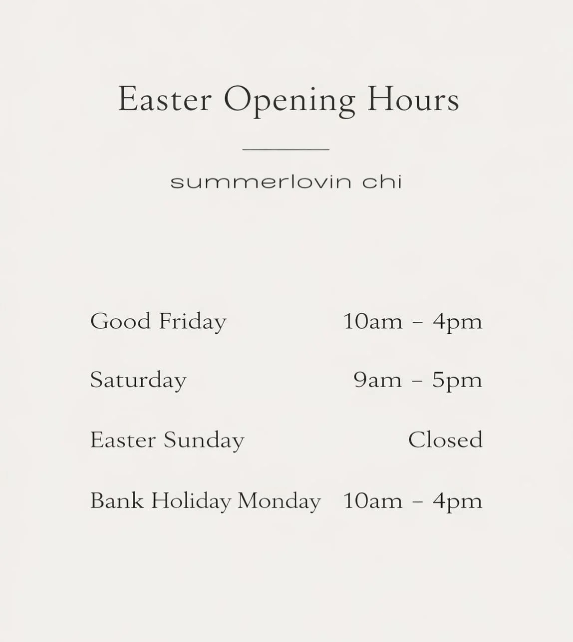 🐣 Easter Opening Hours 🐣
We&rsquo;ll be open across the weekend, but please note we&rsquo;ll be closed on Easter Sunday. #easter #sunbed #tantime #summerlovin