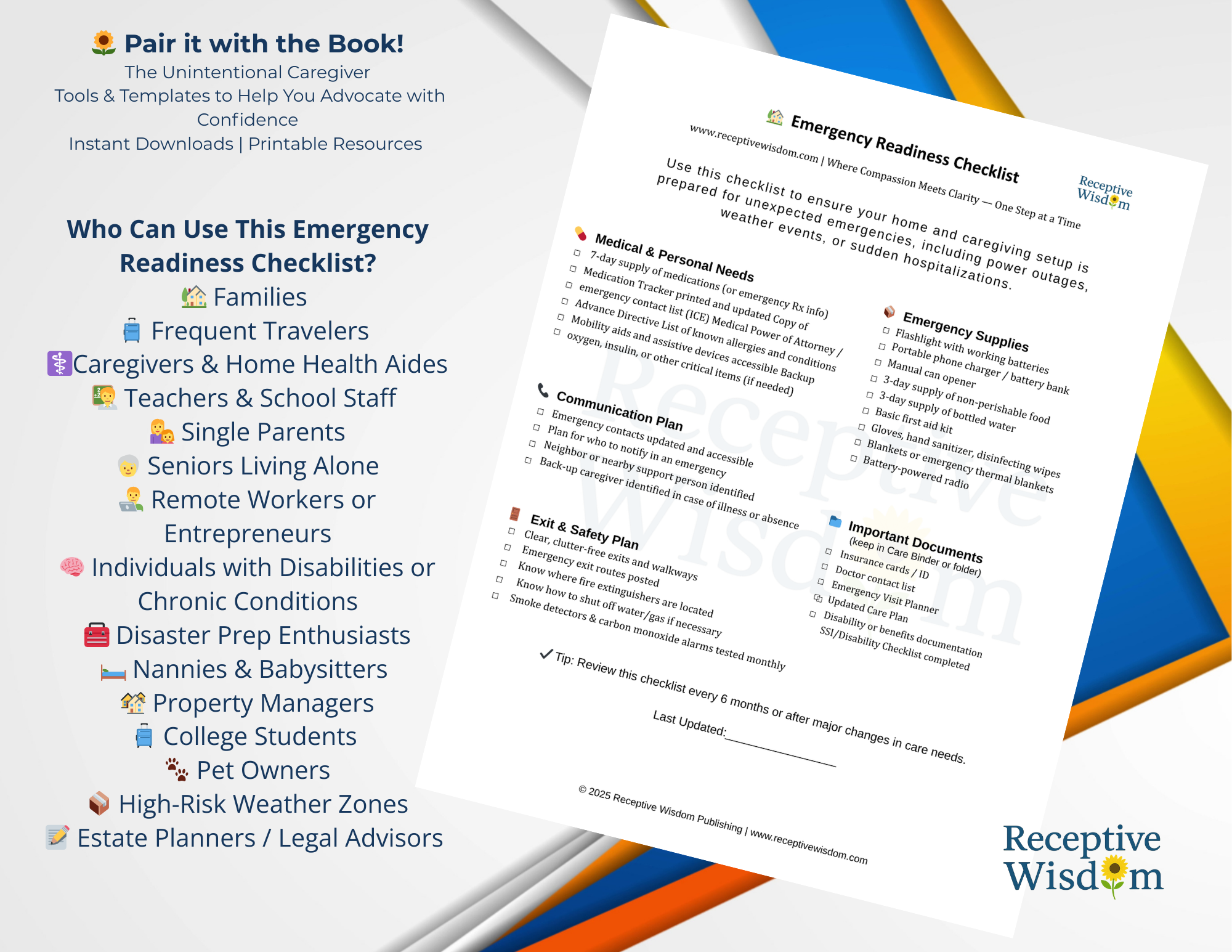 Emergency Readiness Checklist- Printable - Instant Access — Receptive ...