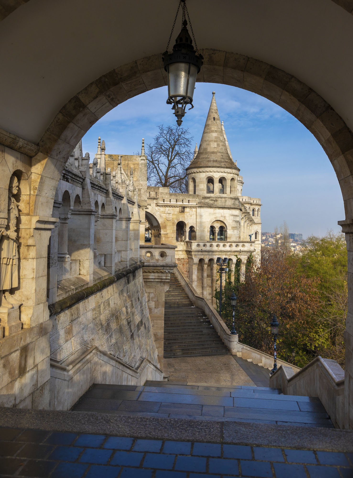 A sunny travel landscape of the fisherman's Bastion in Budapest.