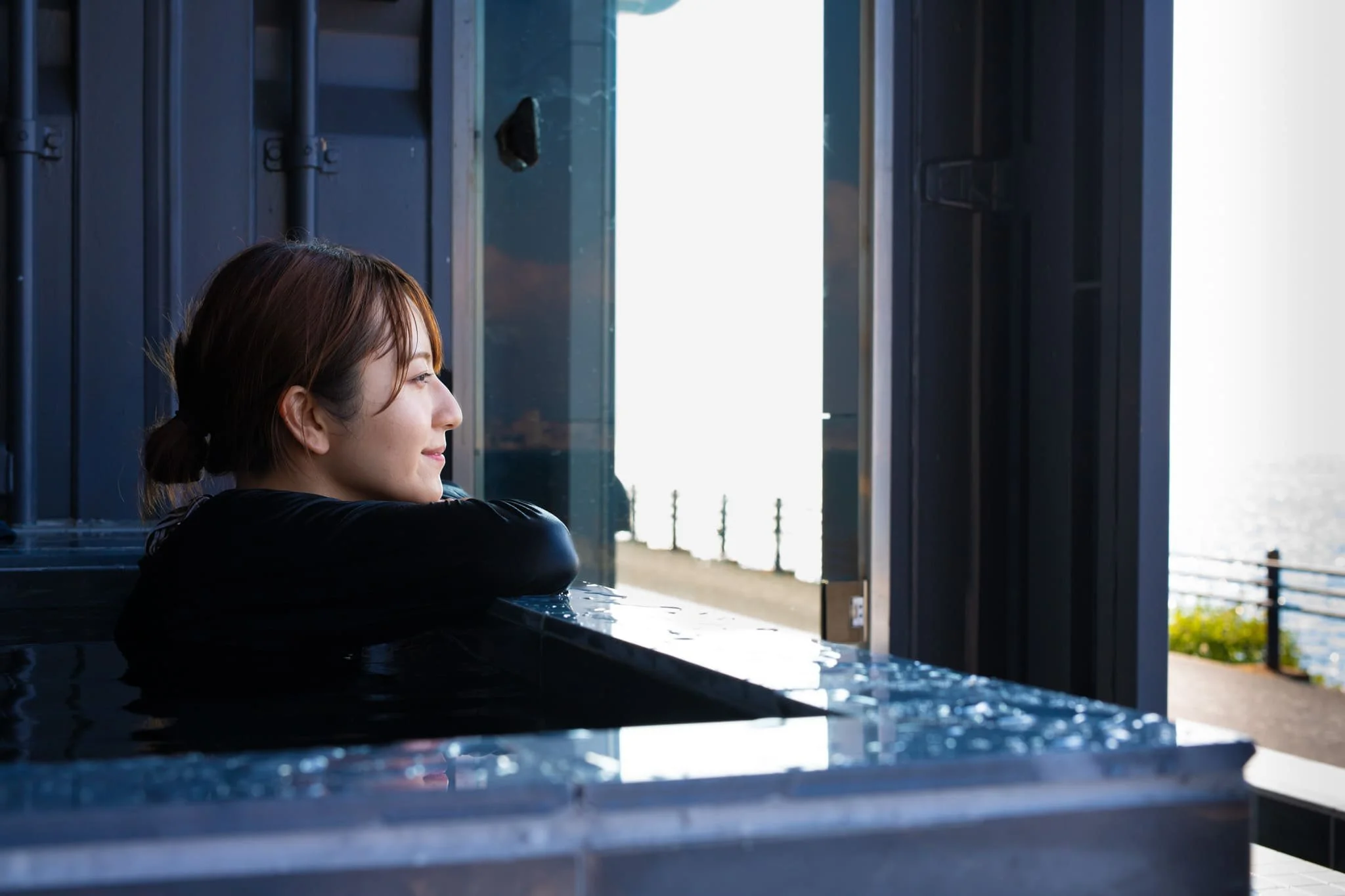 インフィニティプールと井戸水アイスバス