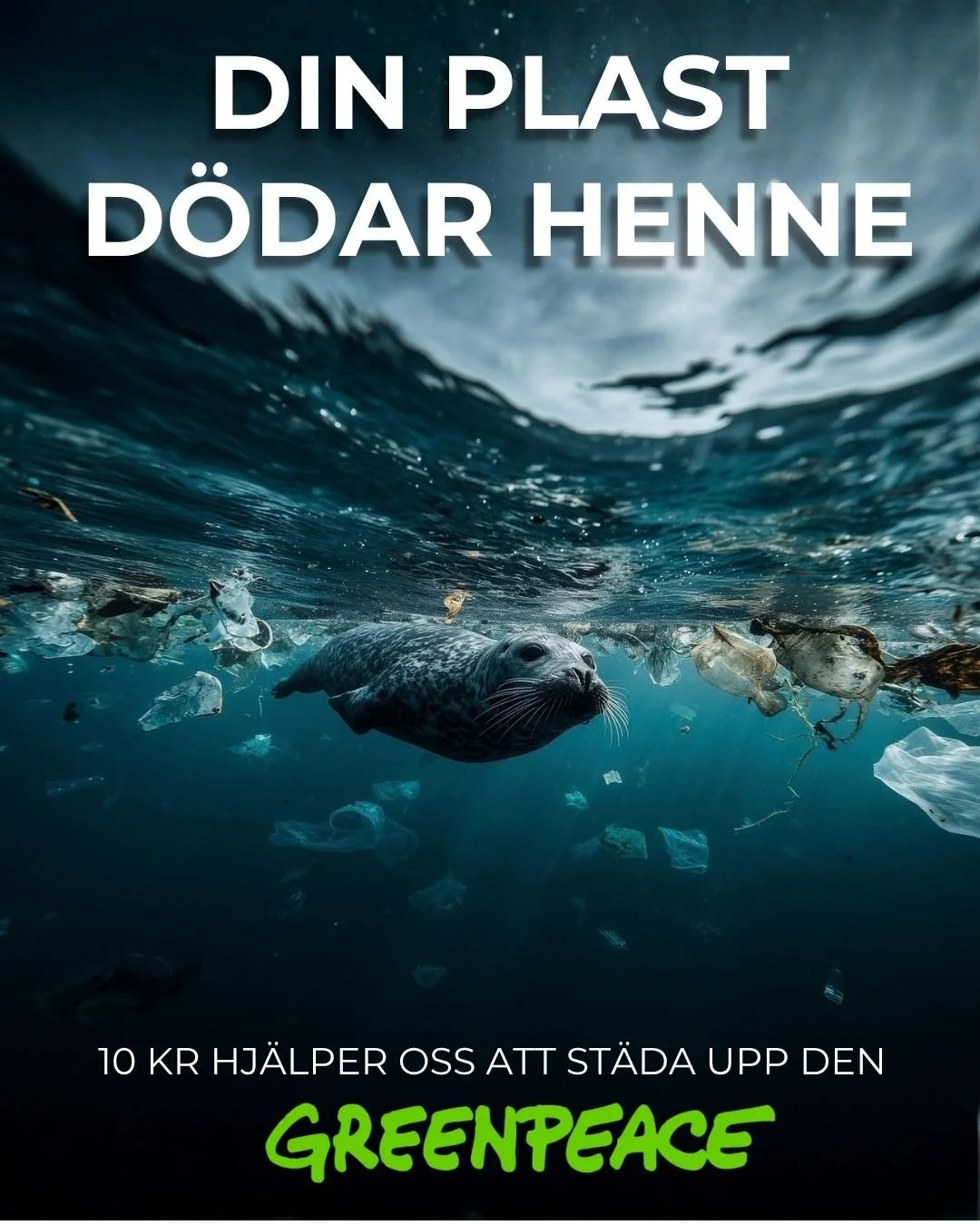 Syftet med kampanjen är att uppmärksamma hur vårt mänskliga avfall påverkar djurlivet i sjöar & hav. "Gråsälen"
