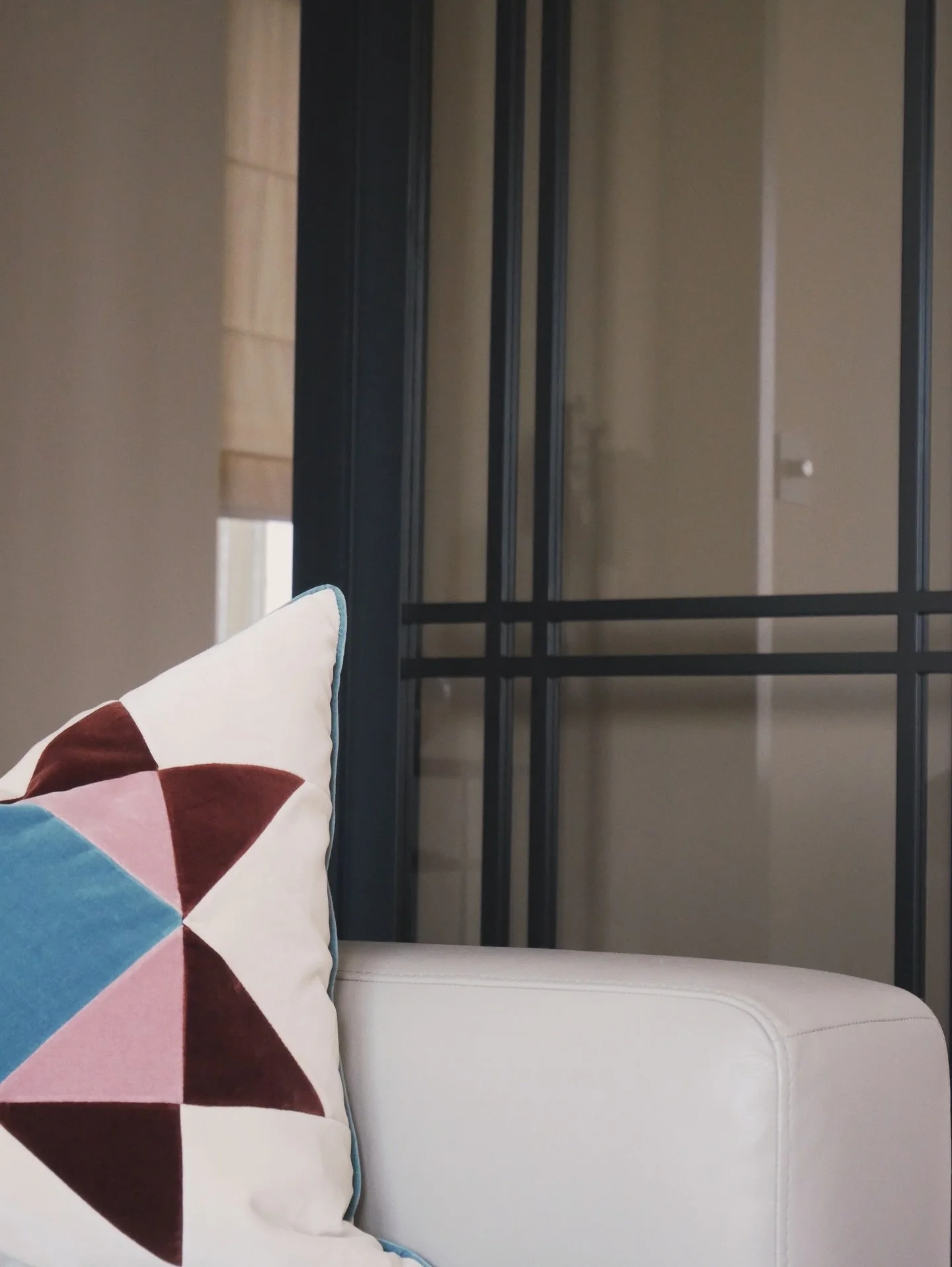 Christina Lundsteen Handmade Pillow in a Scandi Living Room #denmark #interiordesign #scandinaviandesign