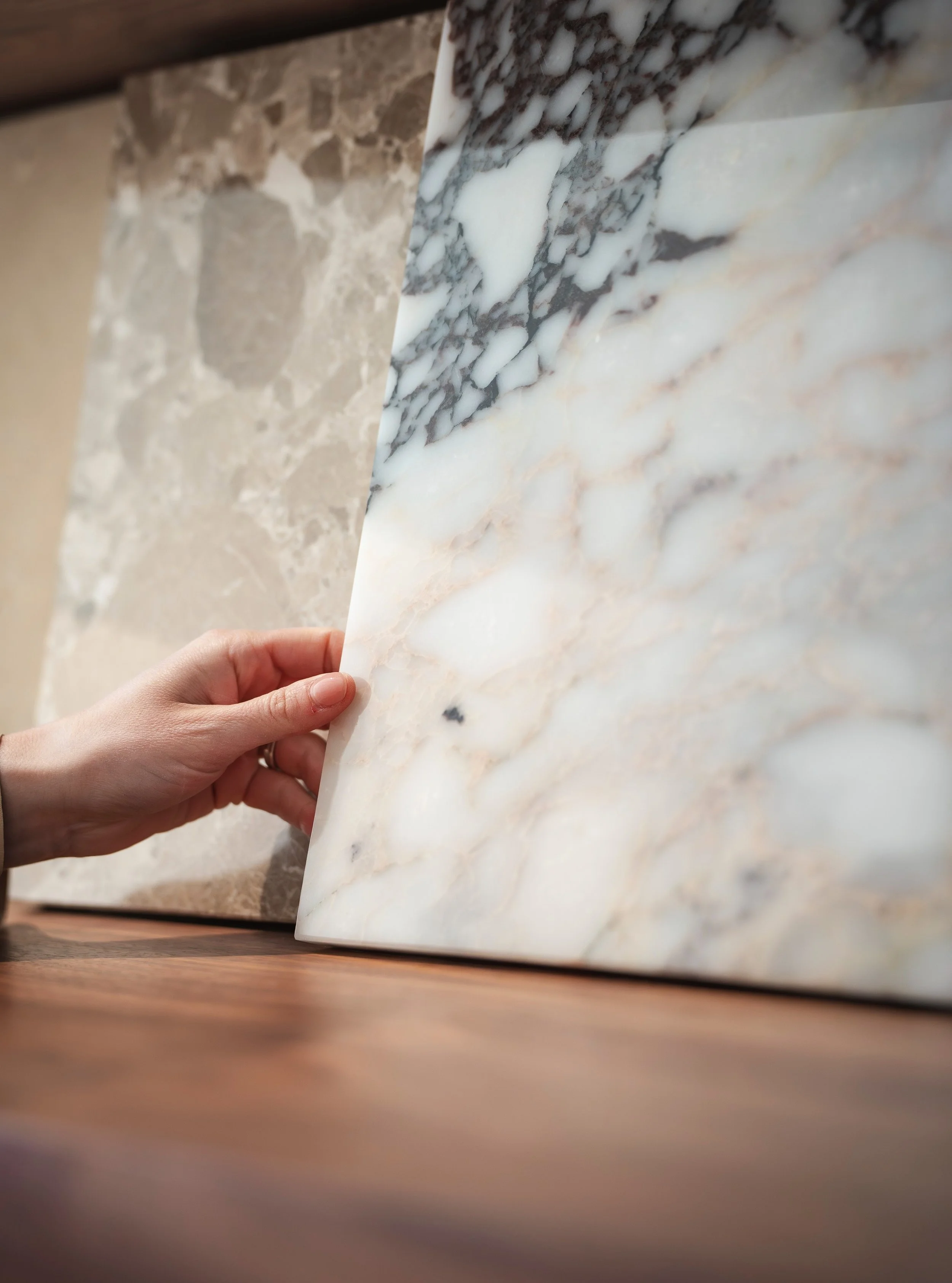 Marble has become one of the most recognisable materials in my work.

I return to it across my interiors for its depth, permanence and extraordinary natural variation. Each block is entirely unique, formed over centuries and defined by its own veinin
