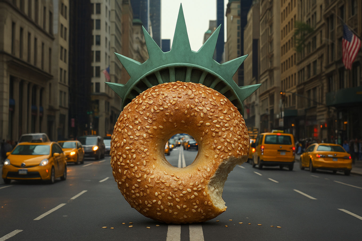 20250702_0938_Bagel Statue on Fifth_remix_01jz54fcvbfg2t14hekxtpyzyv.png