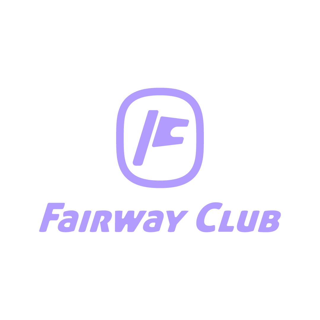 Logo with a stylized letter 'F' inside a rounded rectangle above the words 'Fairway Club' in purple text.
