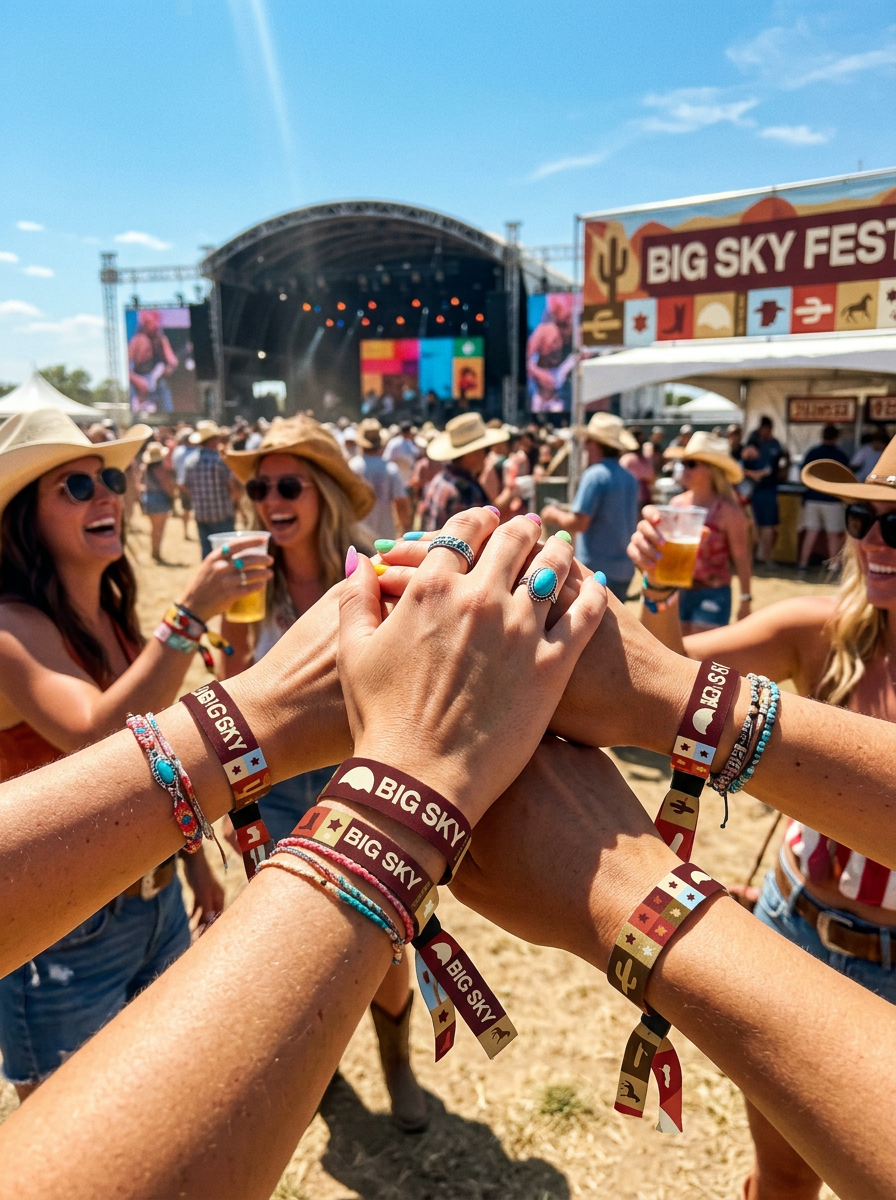 Firefly_Gemini Flash_the reference image is the design for a wrist band for an outdoor country music festi 698436.png
