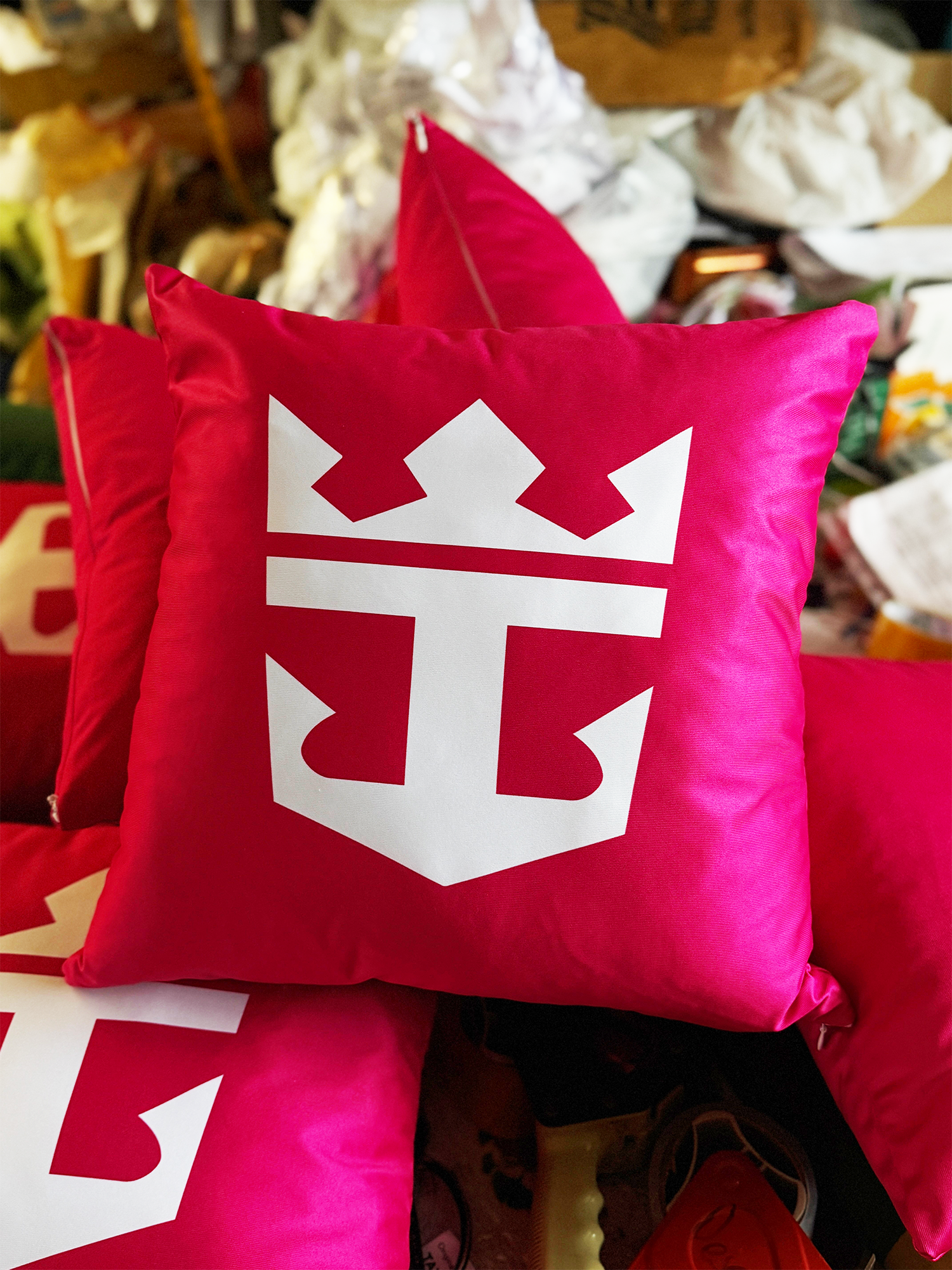 Hot Pink Cushions printed for the Royal Caribbean