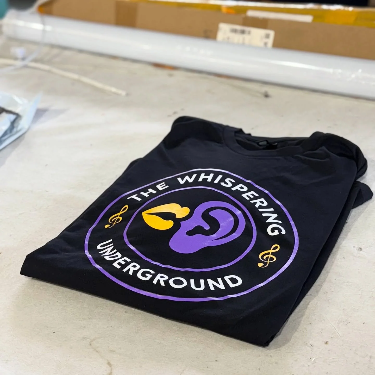Custom tees for The Whispering Underground ✨ #customtees #sydneytshirts #customclothing #sydneyshirts 🎧  @ascolour