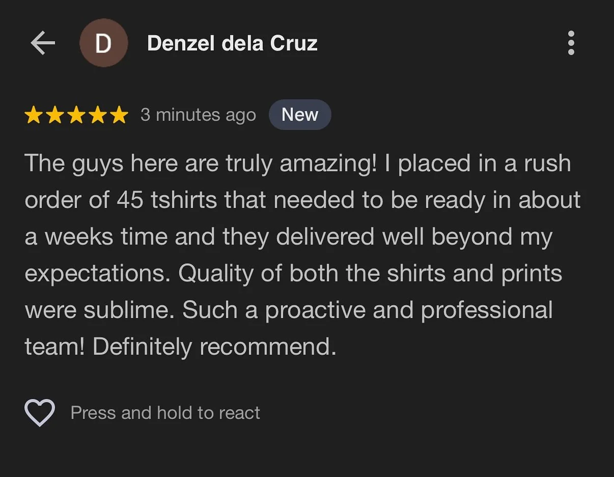 Thank you Denzel, for this amazing ⭐️ ⭐️ ⭐️ ⭐️ ⭐️ Google review 🙌 #reviews #customtees #customclothingsydney #sydneyprinter