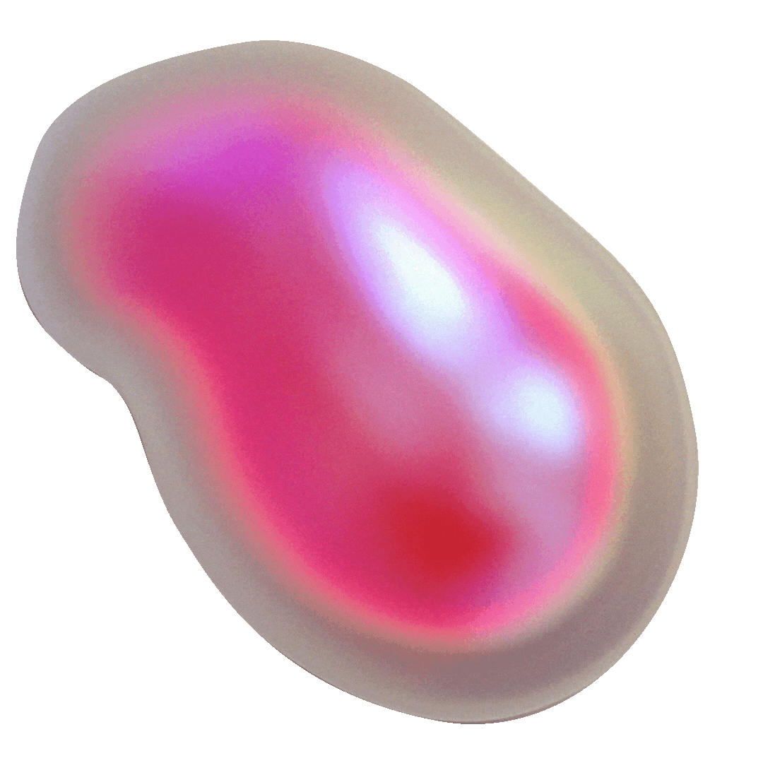 A digitally rendered, glossy pink and white capsule-shaped object with a smooth surface, set against a green background.