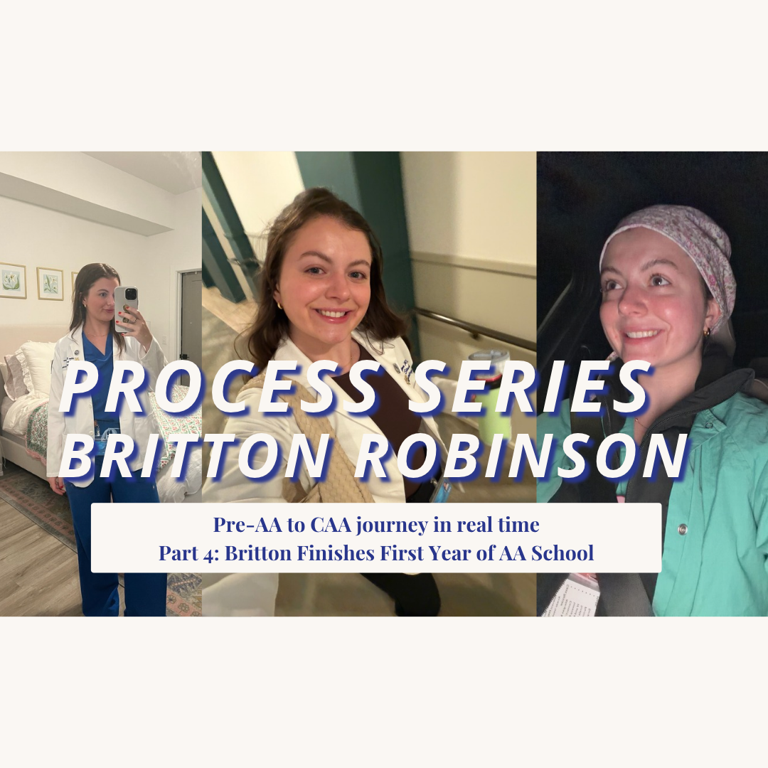 thumbnail with pictures of Britton through her pre-AA to CAA journey