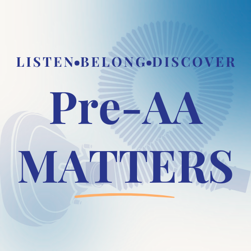 Pre-AA Matters logo : Listen, Belong, Discover