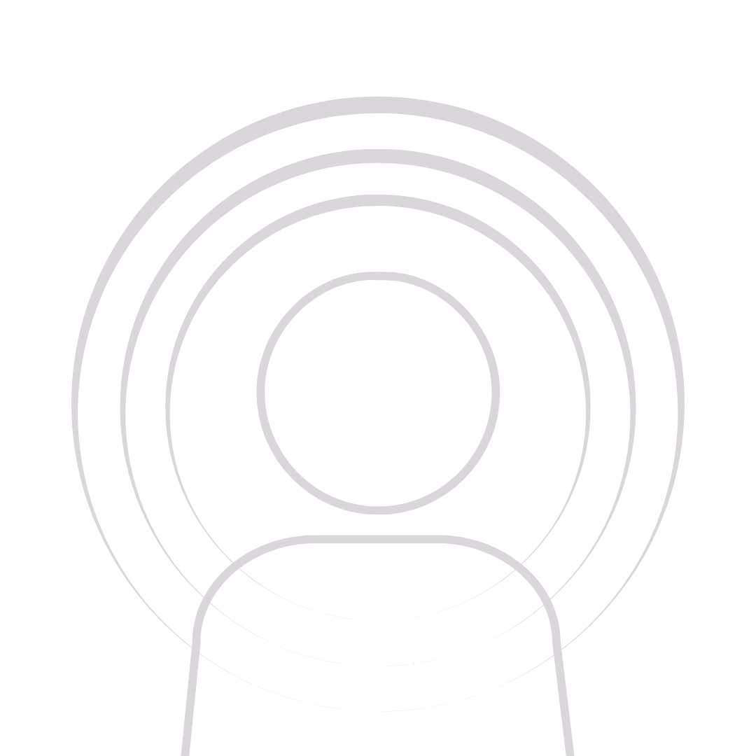 Line art icon of a person's head and shoulders with concentric circles radiating from the head.