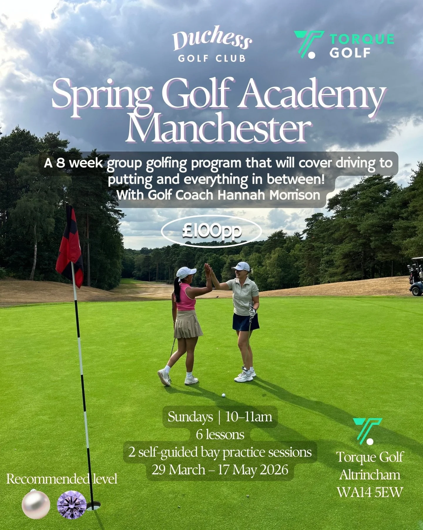 ✨ DGC goes North!✨ We&rsquo;re so excited to introduce the first EVER Duchess Golf Club event up north, landing in Manchester this spring 🌸

Welcome to the DGC Spring Golf Academy, designed especially for our Amethysts (early beginners) and Pearls (