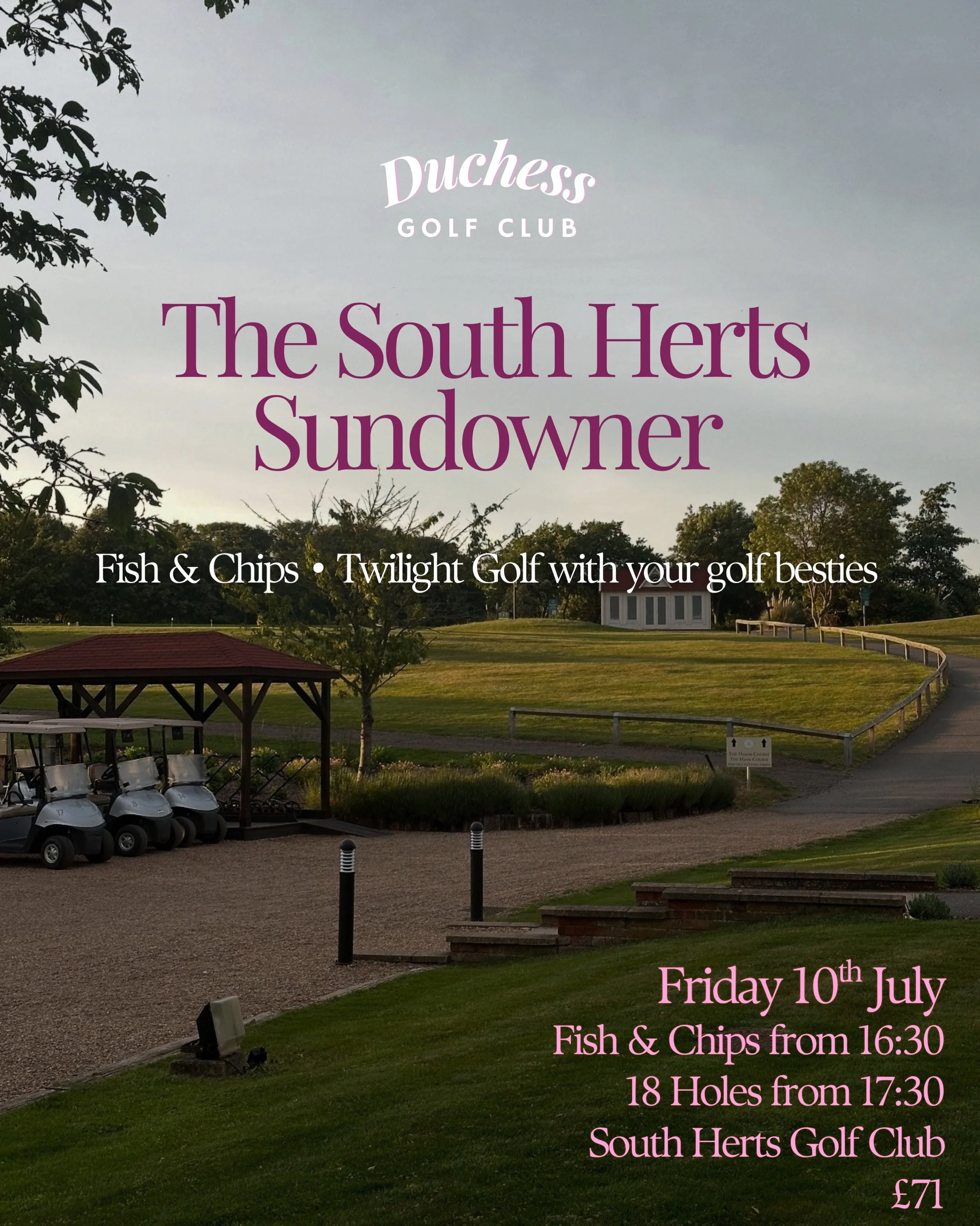 Our first summer event!⛳️🌺 @southhertsgolfclub 

After the huge success of our annual Twilight Golf &amp; Fish &amp; Chips Evening at Burhill Golf Club, we&rsquo;re excited to bring the event NORTH for the very first time✨

This year we&rsquo;ll be 