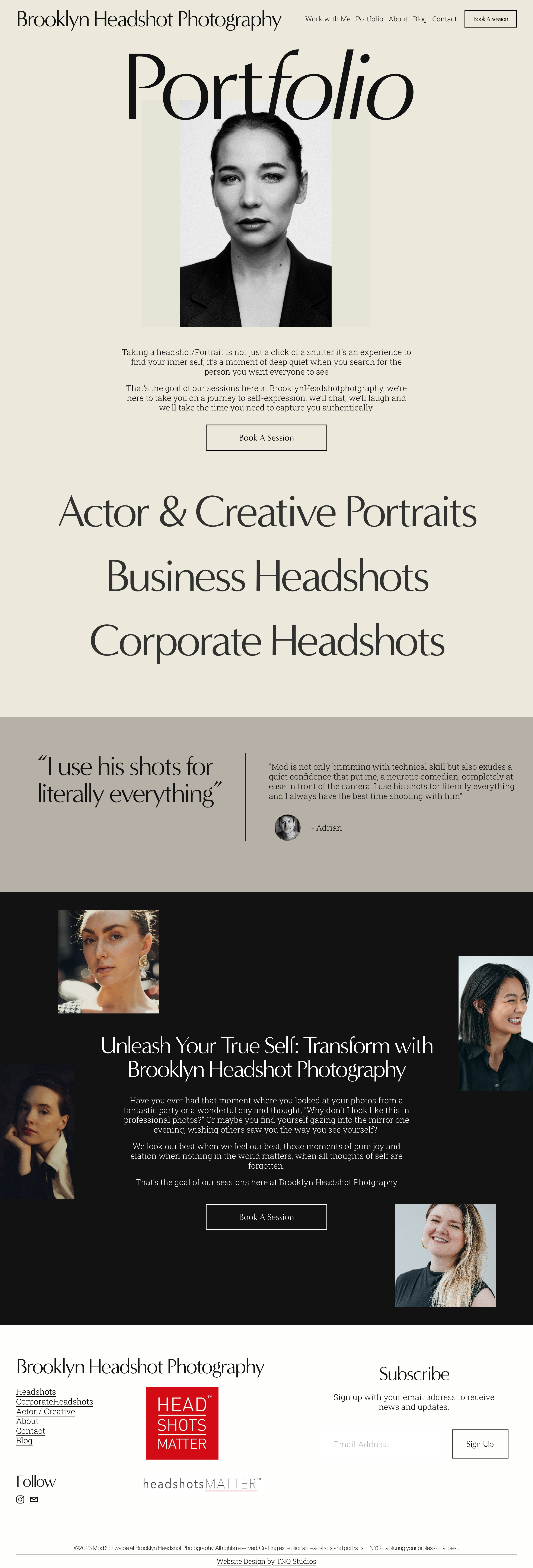 EQ Designs Website and SEO Studios Portfolio. Custom Squarespace Web Design for Photographers. Brooklyn Headshot Photography. Portfolio Page