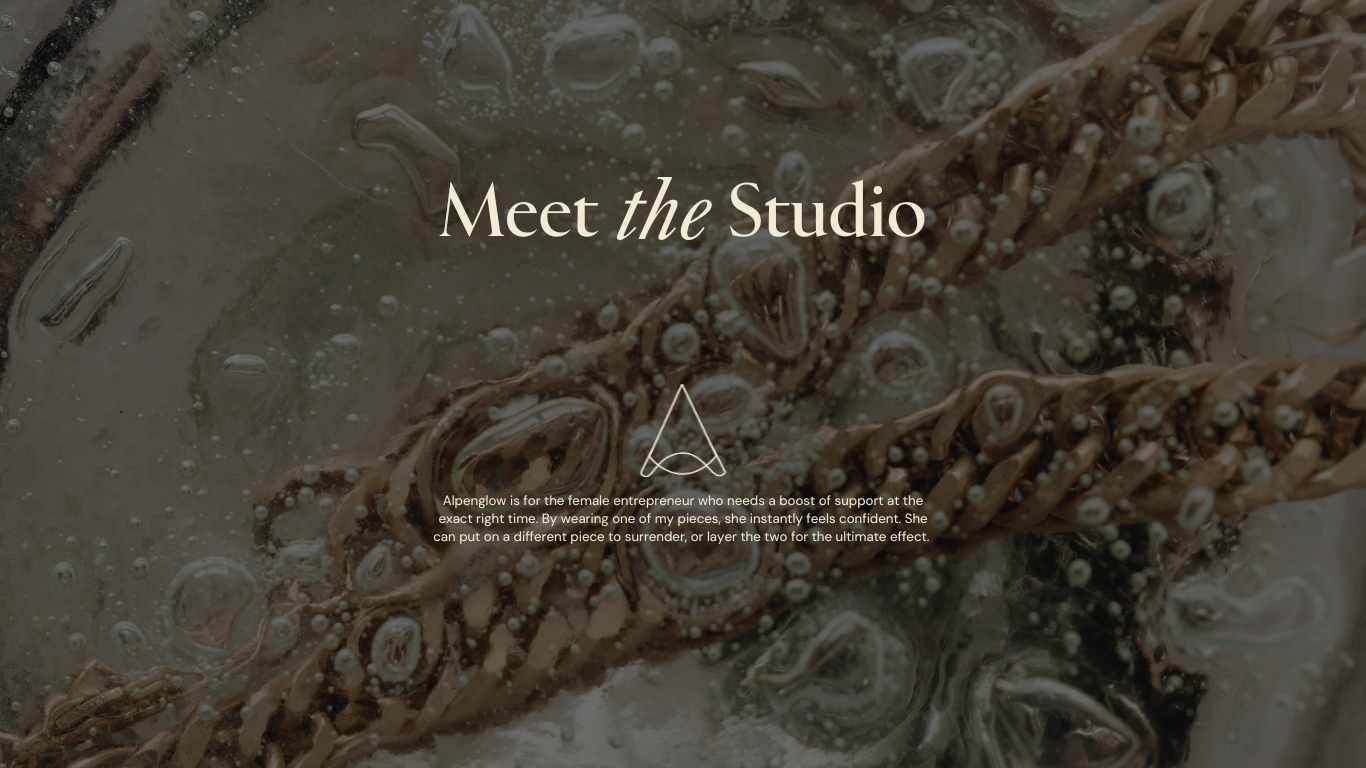 EQ Designs Website and SEO Studios Portfolio. Custom Branding and Custom Shopify Web design and development. Alpenglow Jewelry. About Page