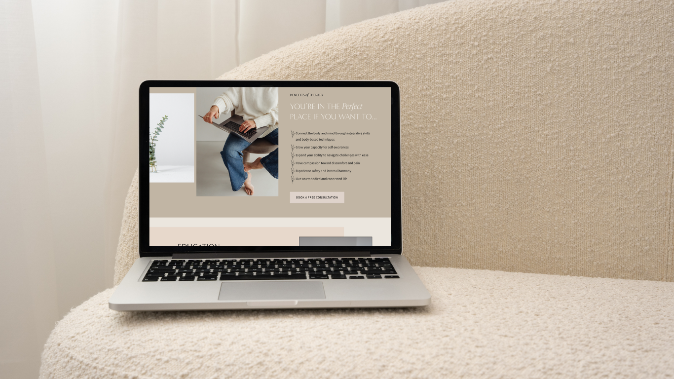 EQ Designs Website and SEO  Studios Portfolio. Custom Squarespace Web Design. Olivia Korn Therapy . services page