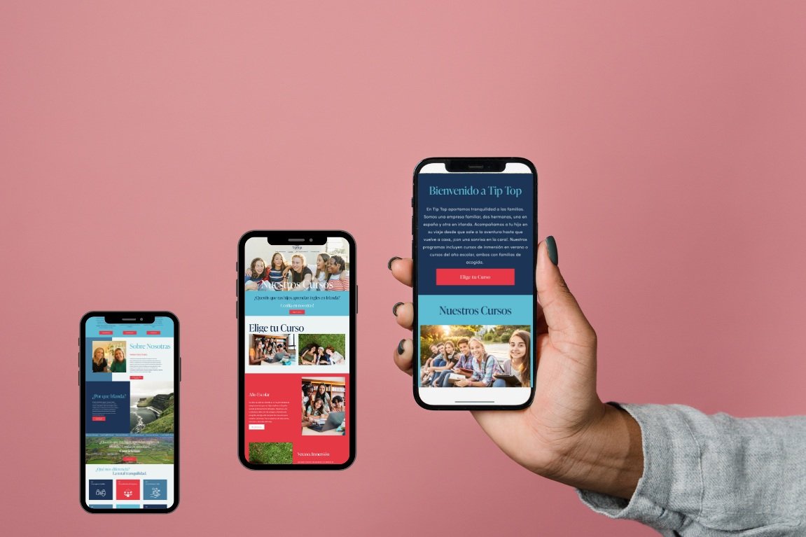 EQ Designs Website and SEO  Studios Portfolio. Custom Squarespace Web Design. Tip Top Learn English Abroad. mobile responsive web design