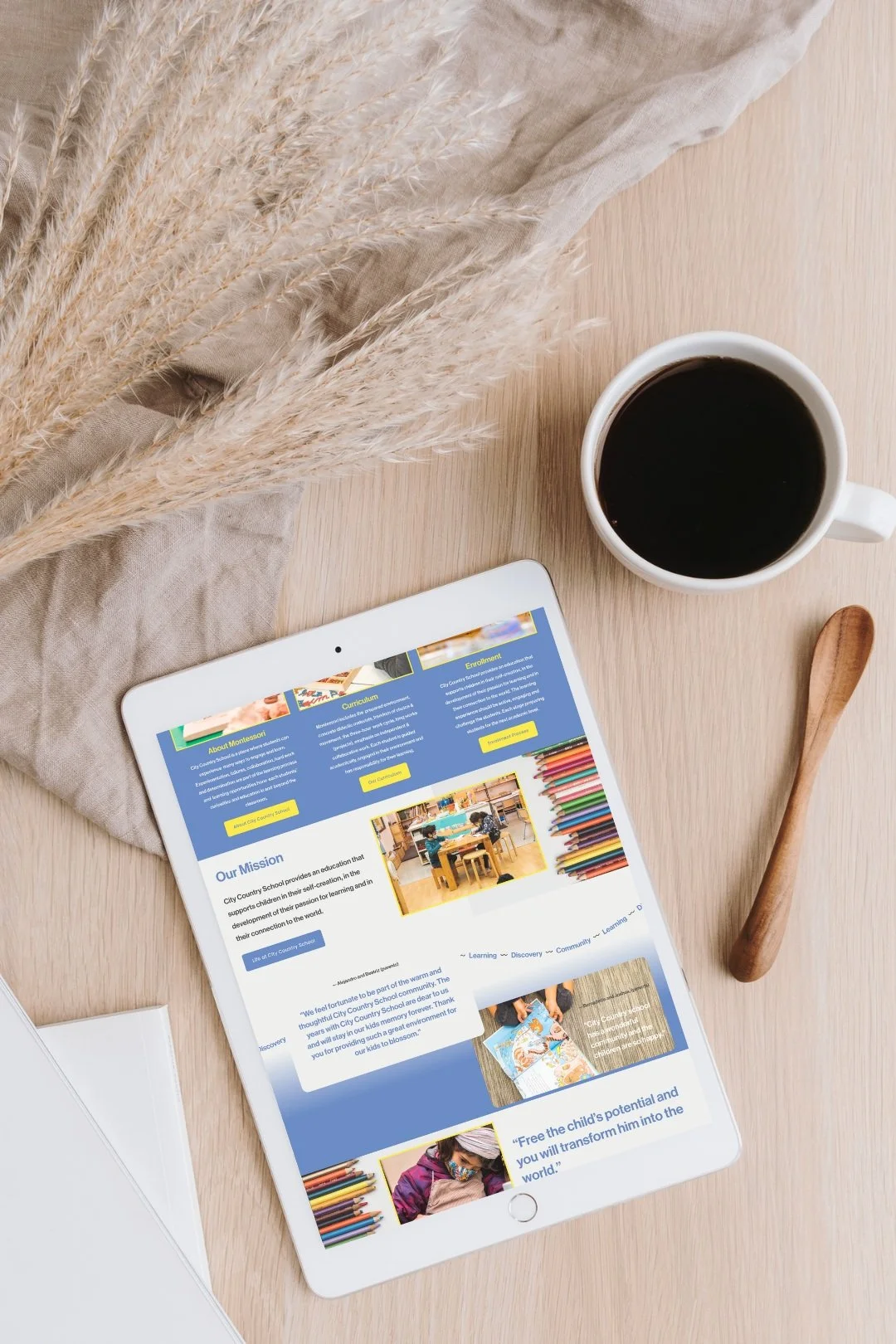 EQ Designs Website and SEO  Studios Portfolio. Custom Squarespace Web Design. City Country School . Montessori Education. homepage refresh