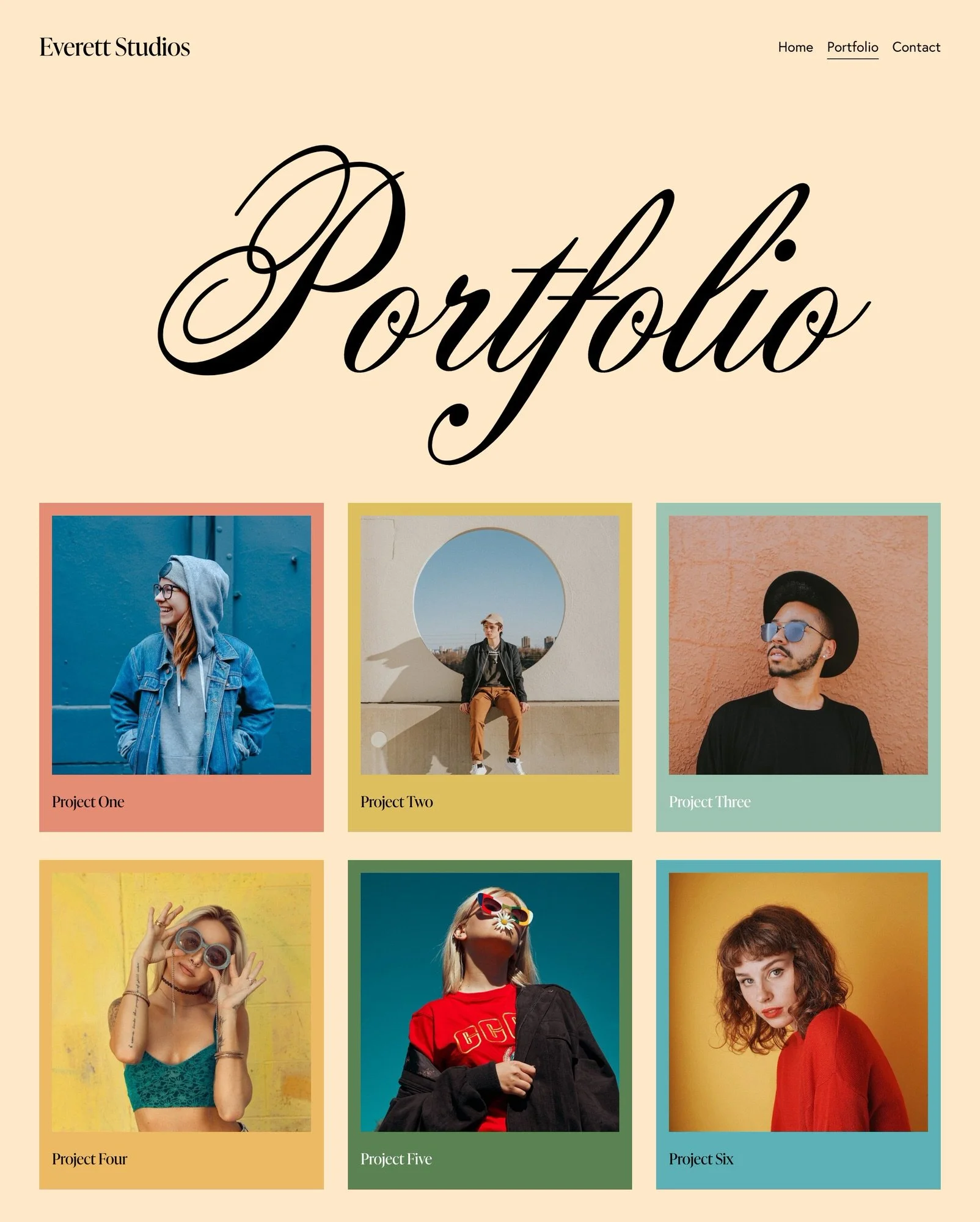 Sample Portfolio Web Page design in yelloo cream color