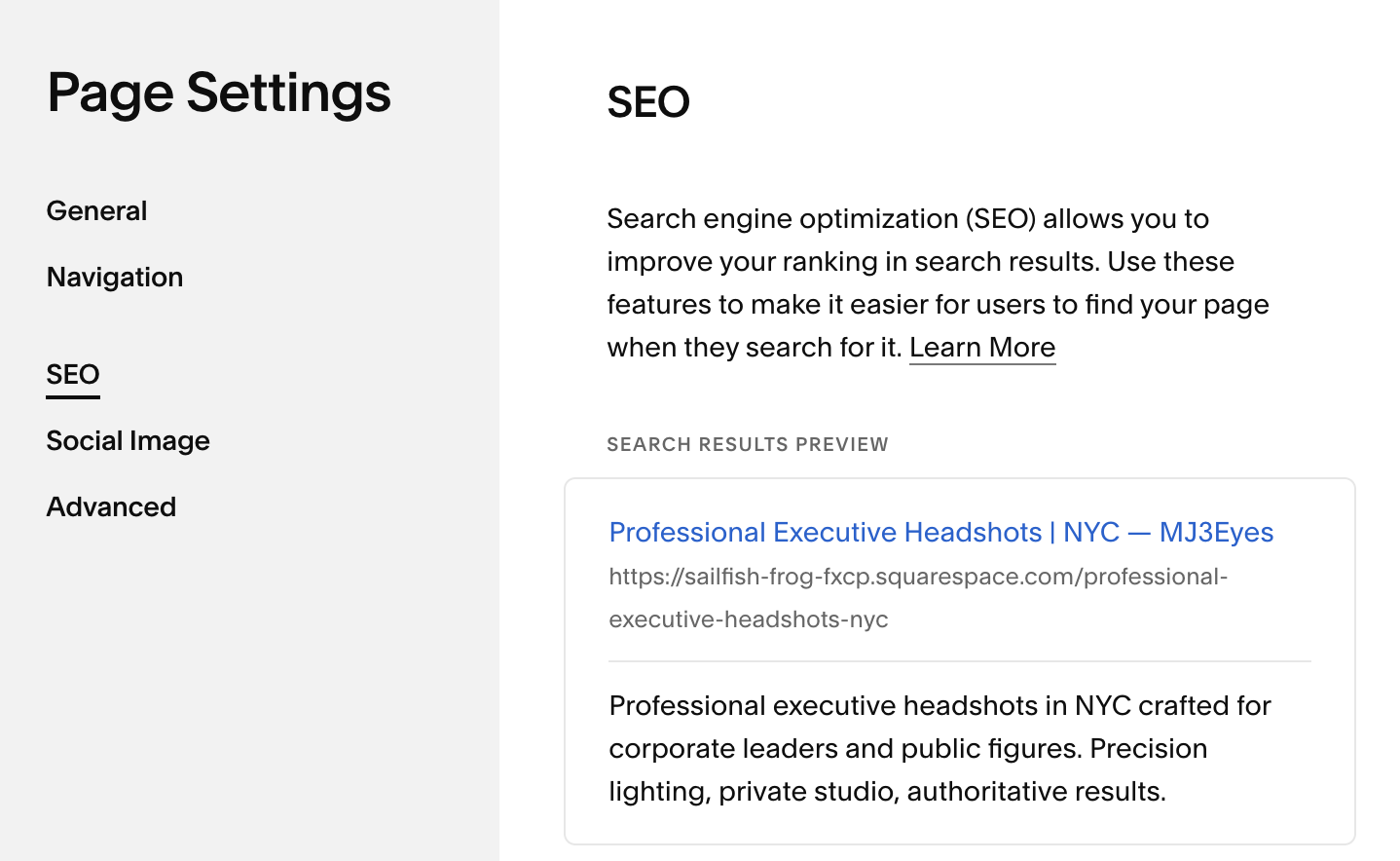 how to improve SEO on your squarespace website . SEO meta data