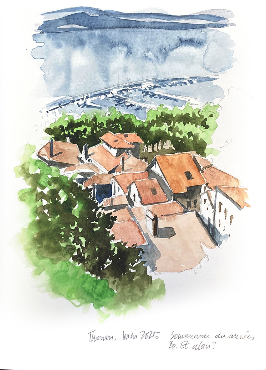 aquarelle croquis voyage Thonon