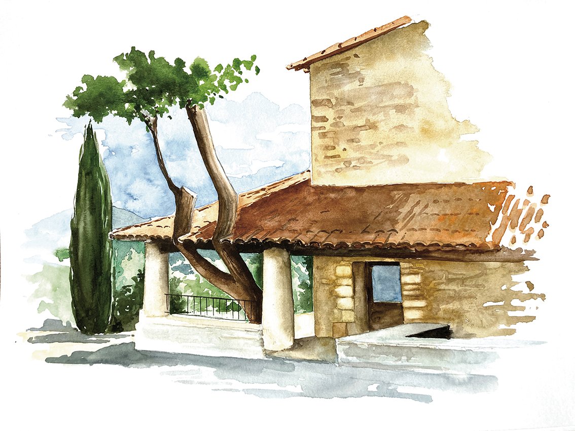 aquarelle croquis voyage Haute Provence