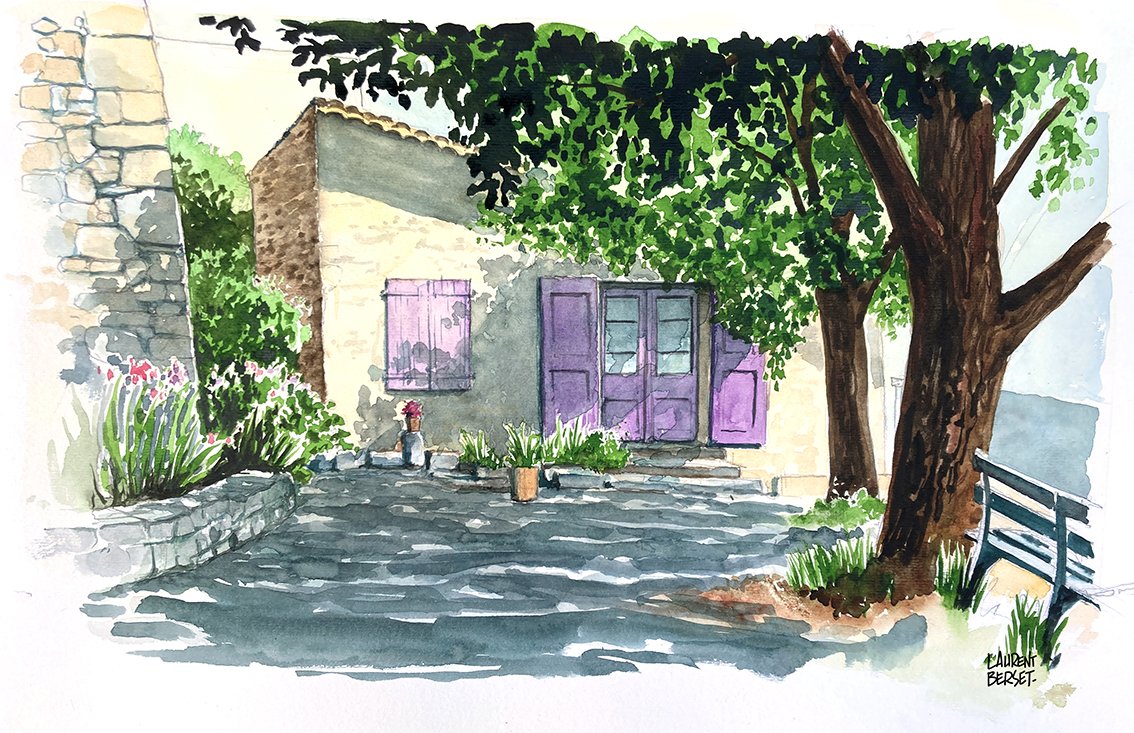 aquarelle croquis voyage Haute Provence