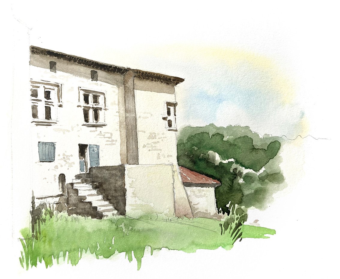 Aquarelle prieuré Salagon