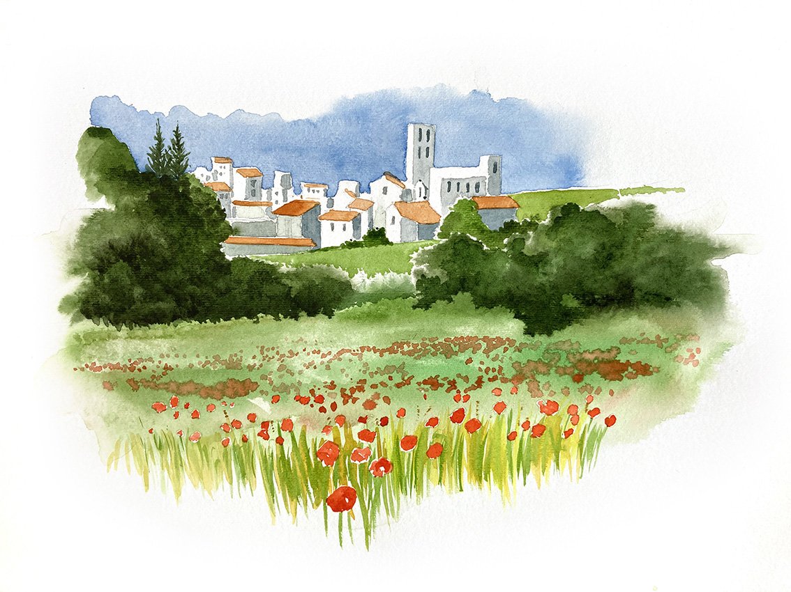 aquarelle croquis voyage Haute Provence Forcalquier