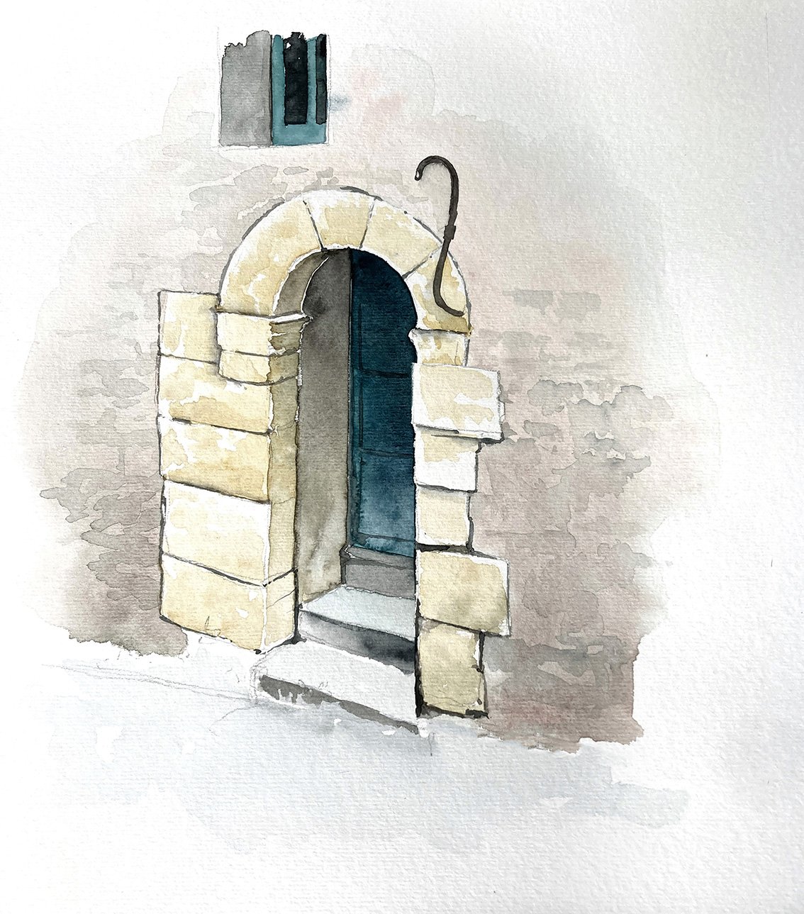 aquarelle croquis voyage Lurs Provence