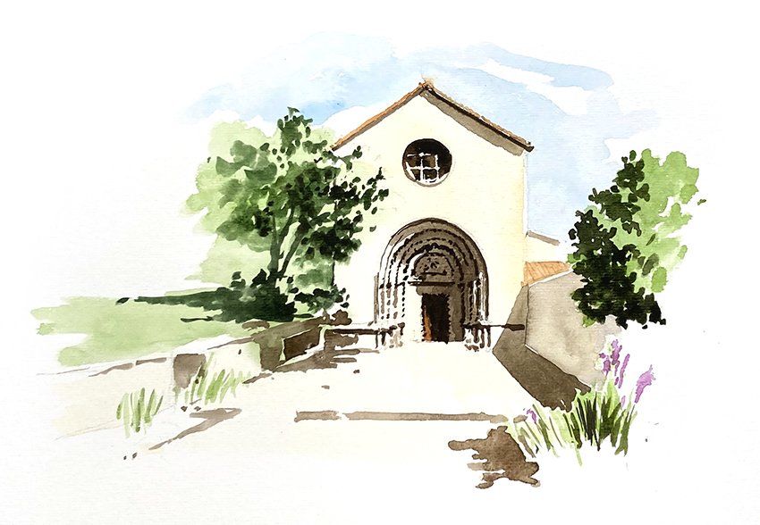 aquarelle carnet voyage Haute Provence Ganagobie