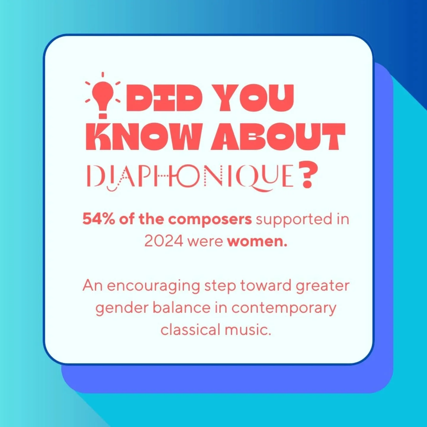 🎵 Did you know about Diaphonique?
Entre nouveaux laur&eacute;ats et structures fid&egrave;les, les projets soutenus par Diaphonique en 2024 montrent &agrave; quel point la sc&egrave;ne musicale contemporaine est vivante et connect&eacute;e !
➡️ D&ea
