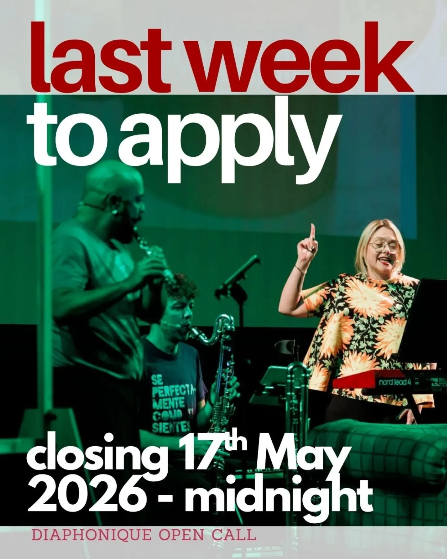 🚨 ONE WEEK LEFT TO APPLY 🚨

Artists working across contemporary music, sound art, and experimental practice : this is your final call.

Diaphonique supports bold new collaborations between France, the UK, and Ireland.
If your work pushes boundaries