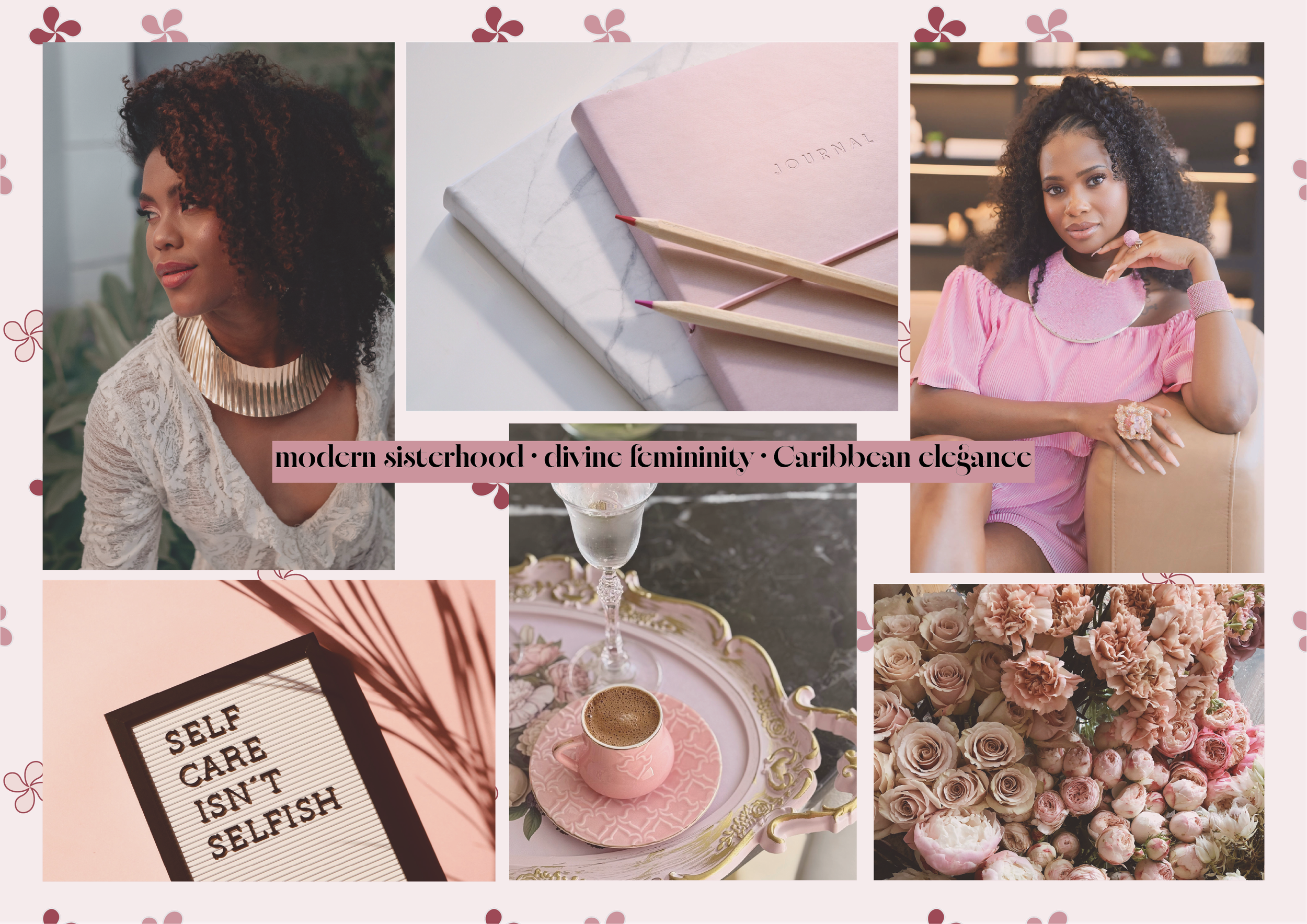 Natural light, soft smiles, textured fabrics — visualising divine femininity through modern Caribbean elegance.